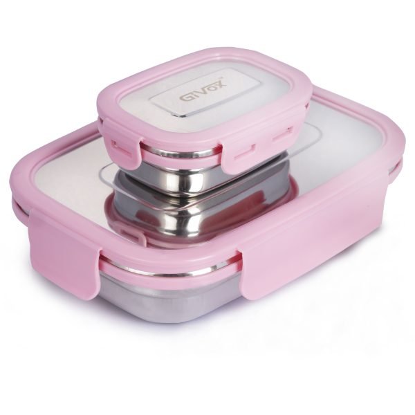 TRANDY STAINLESS STEEL AIRLIGHT LEAKPROOF LUNCH BOX 2 CONTAINER