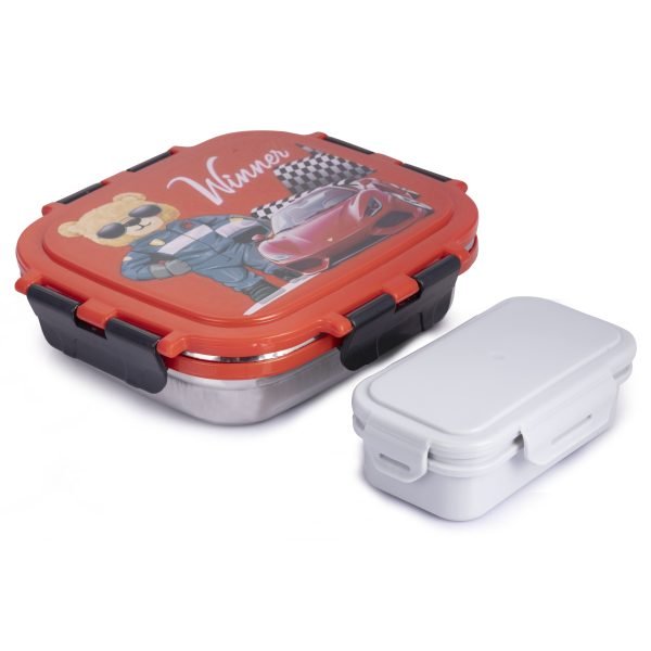GIVOX LUNCH TIME STAINLESS STEELS LUNCH BOX | BPA FREE | Durable Airtight & Leakproof Lunch Box With 2 Container | Portable & Compact Food Storage for  Office,School & travel